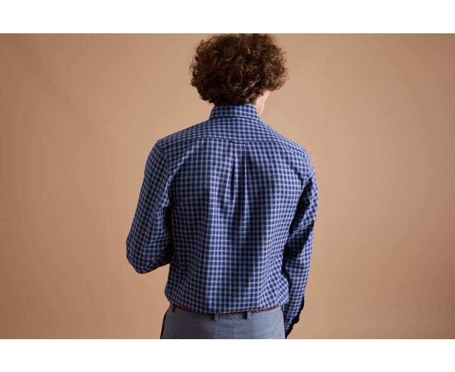 Navy and Nordic blue Cotton Shirt - American collar - ELVIN