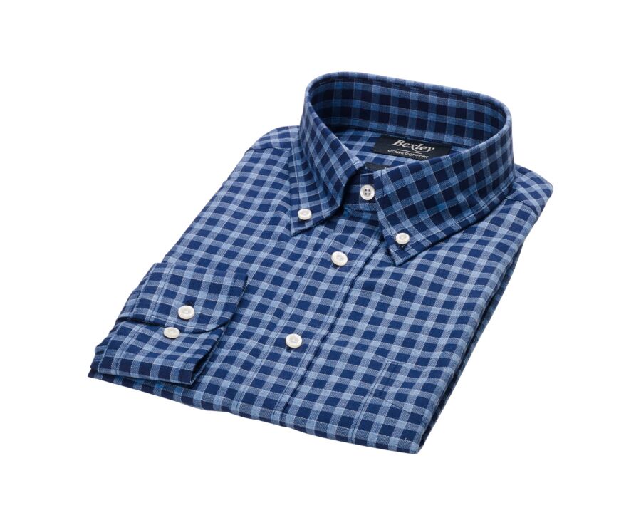 Navy and Nordic blue Cotton Shirt - American collar - ELVIN