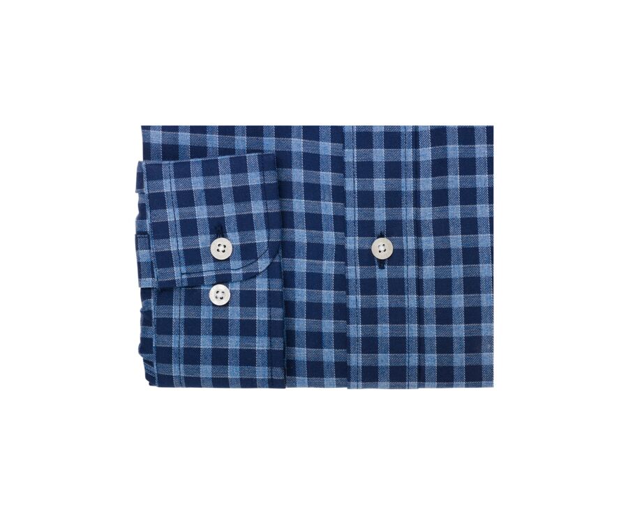 Navy and Nordic blue Cotton Shirt - American collar - ELVIN