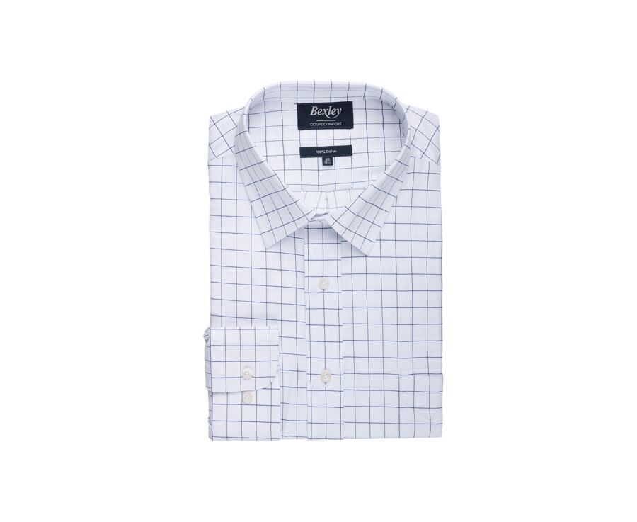 White twill shirt with blue check pattern - IRMOND