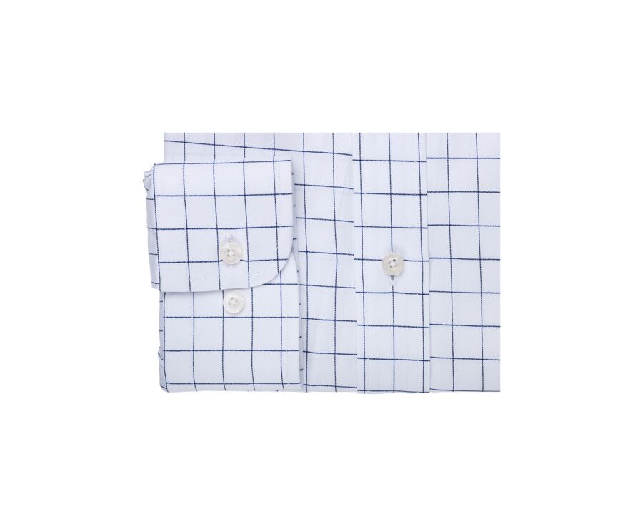 White twill shirt with blue check pattern - IRMOND