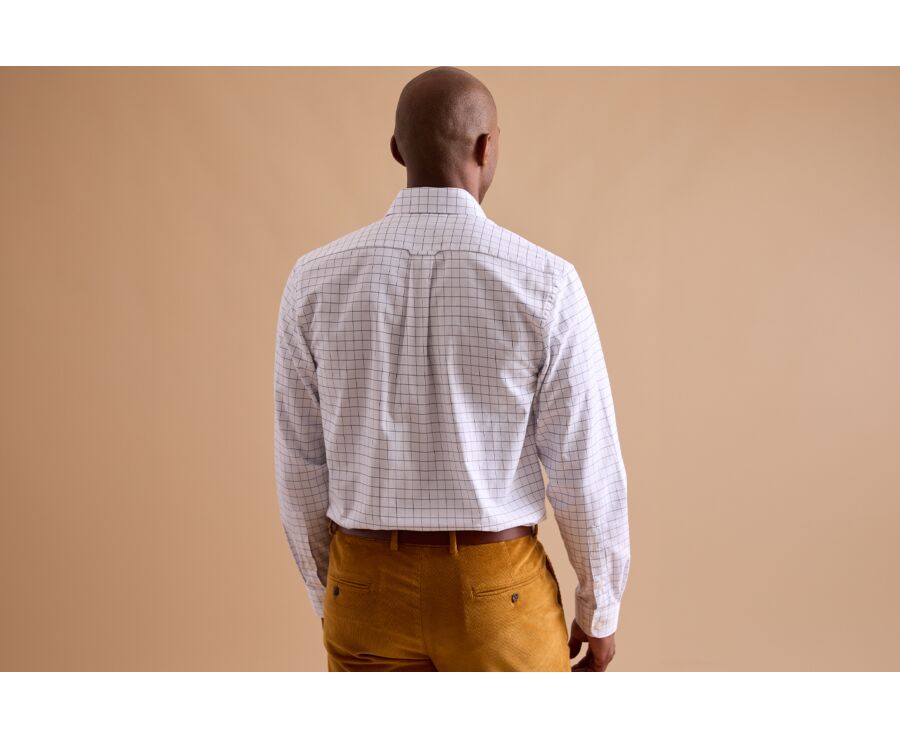 White twill shirt with blue check pattern - IRMOND