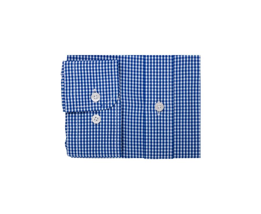 Blue shirt with white checks - American collar - JACEN