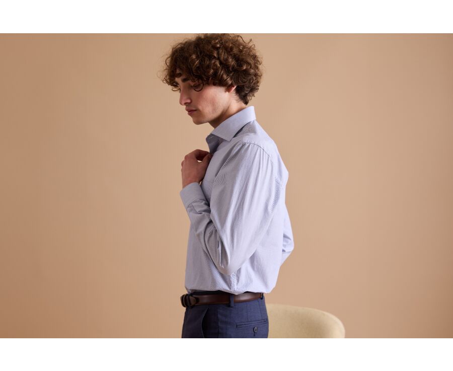 Blue shirt with white stripes - FULVIO