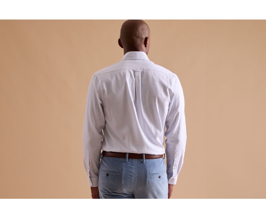 Men's white shirt with blue checks - DALLEN