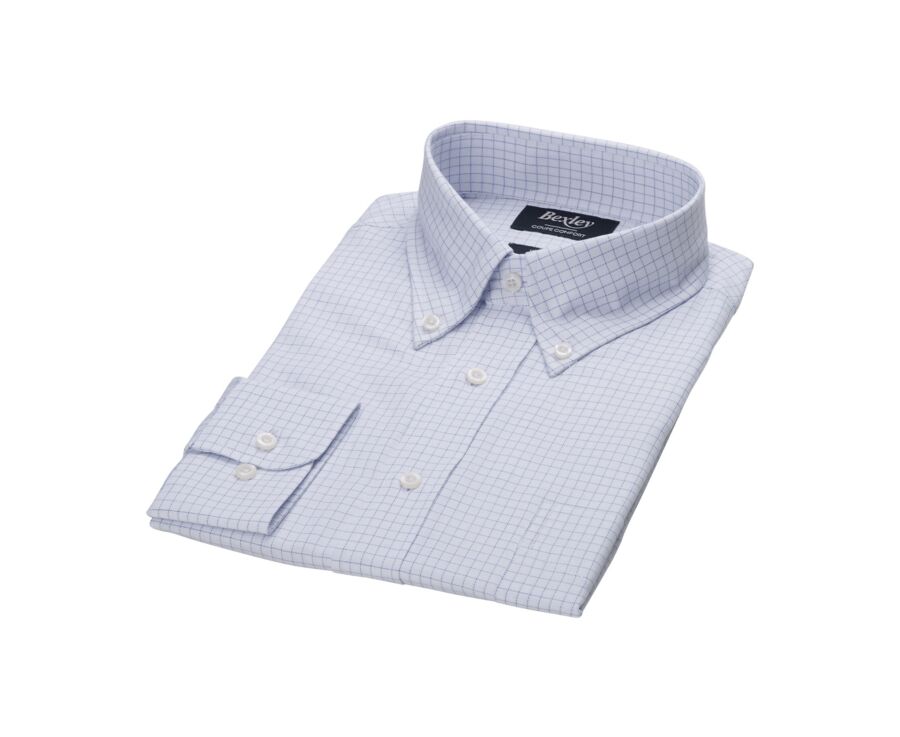 Men's white shirt with blue checks - DALLEN