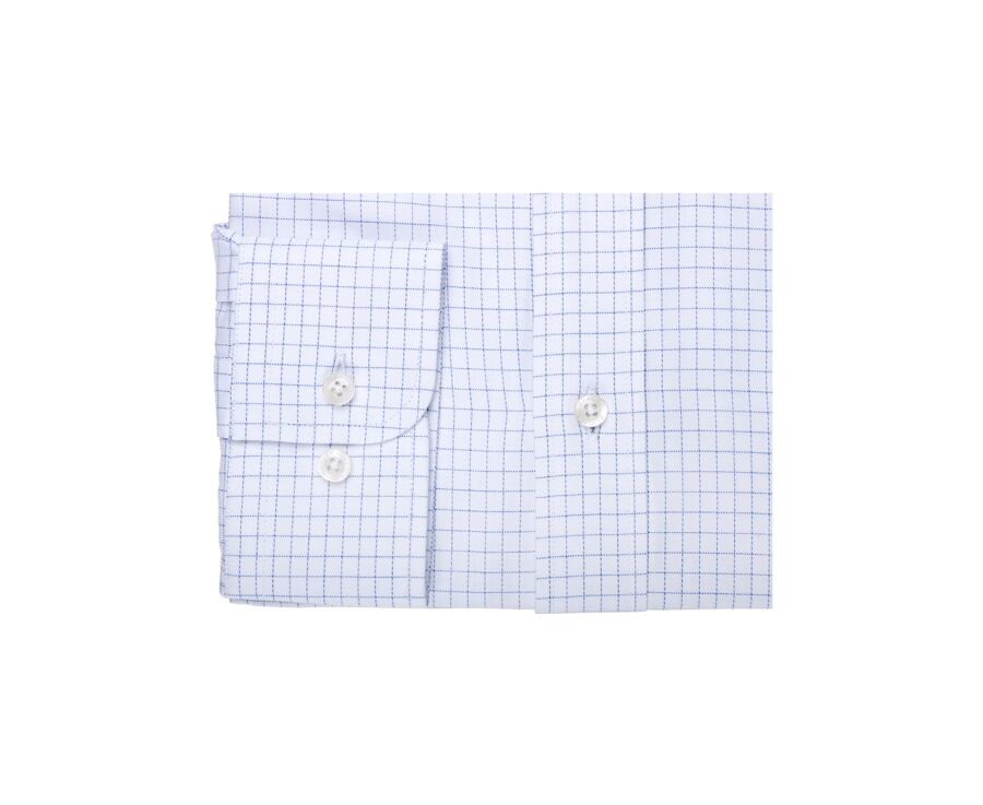 Men's white shirt with blue checks - DALLEN