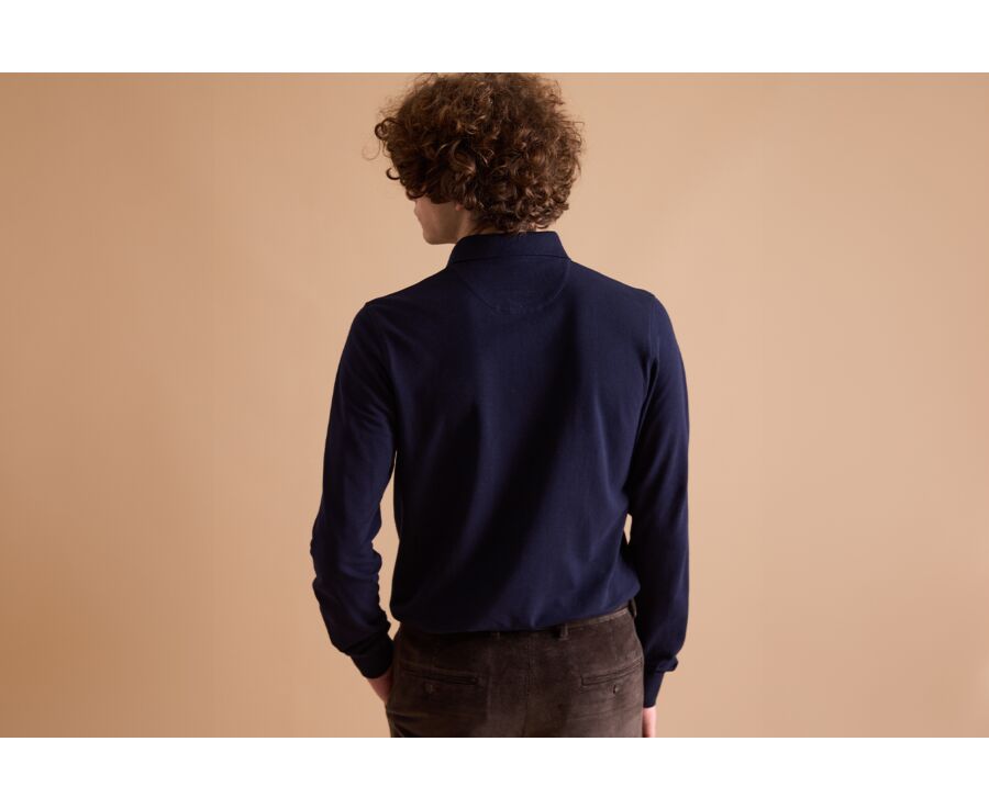 Navy Men's long sleeve polo shirt - ALEC III ML