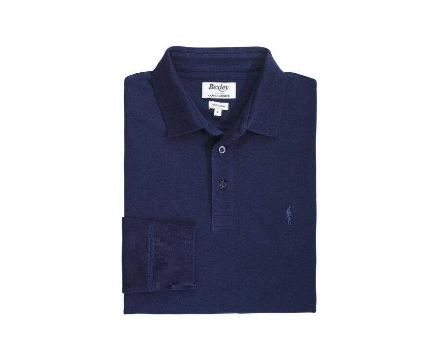 Navy Men's long sleeve polo shirt - ALEC III ML