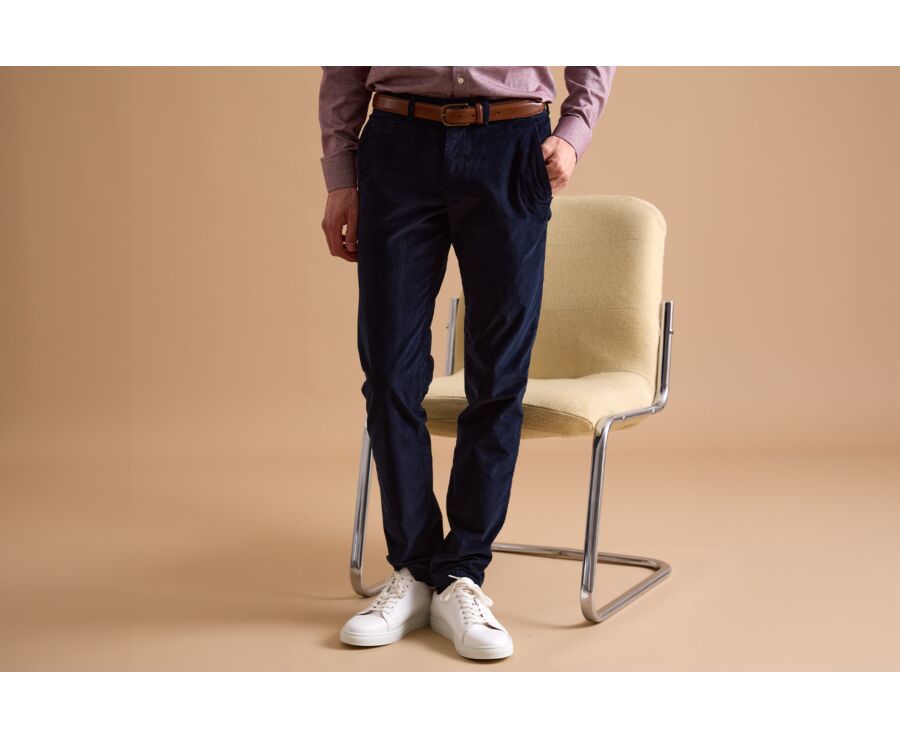 Navy Men's corduroy chinos - KHYLER