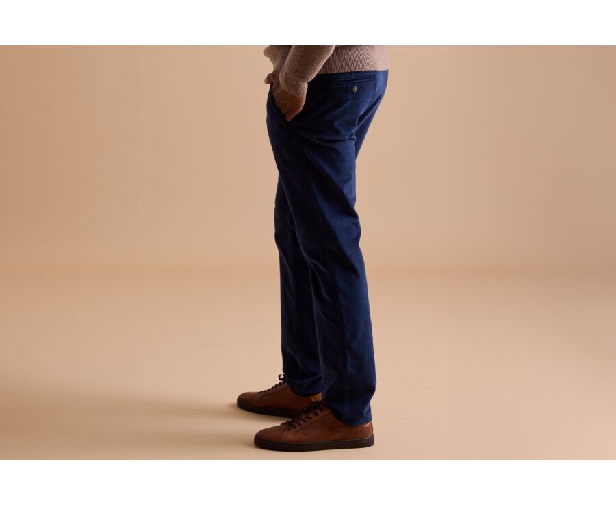 Navy  Men's velvet chinos - KINSLEY