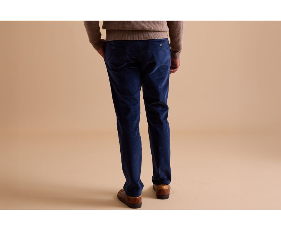 Navy  Men's velvet chinos - KINSLEY