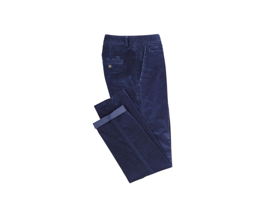 Navy  Men's velvet chinos - KINSLEY