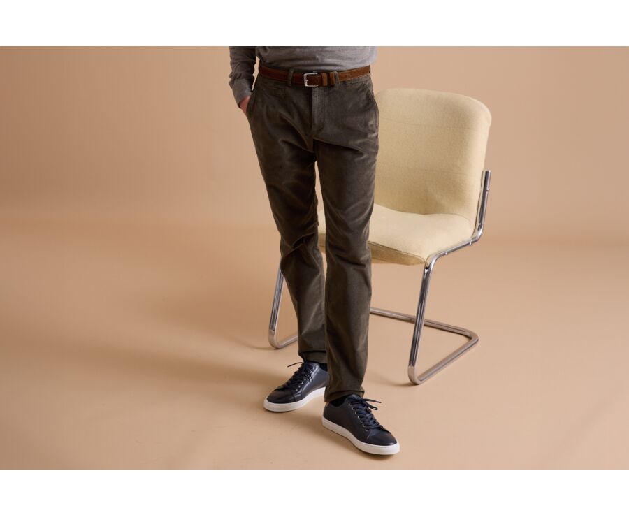 Olive Men's velvet chinos - KINSLEY