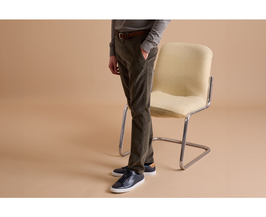 Olive Men's velvet chinos - KINSLEY