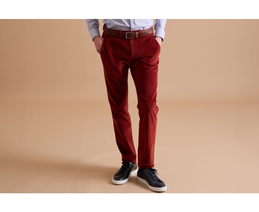Rust Men's velvet chinos - KINSLEY