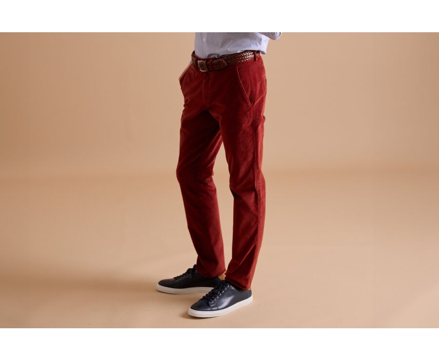 Rust Men's velvet chinos - KINSLEY
