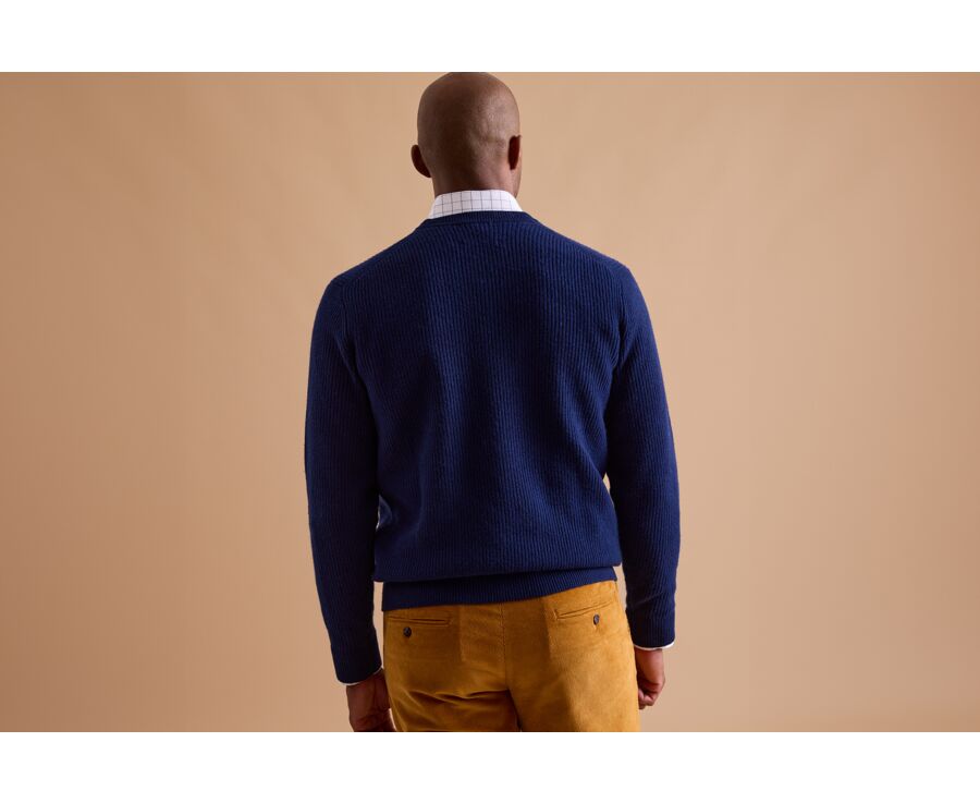 Men's wool round-neck jumper Navy - COLTAN