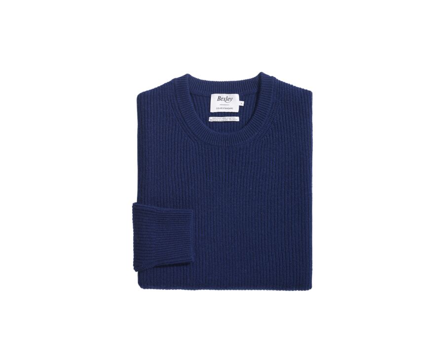 Men's wool round-neck jumper Navy - COLTAN
