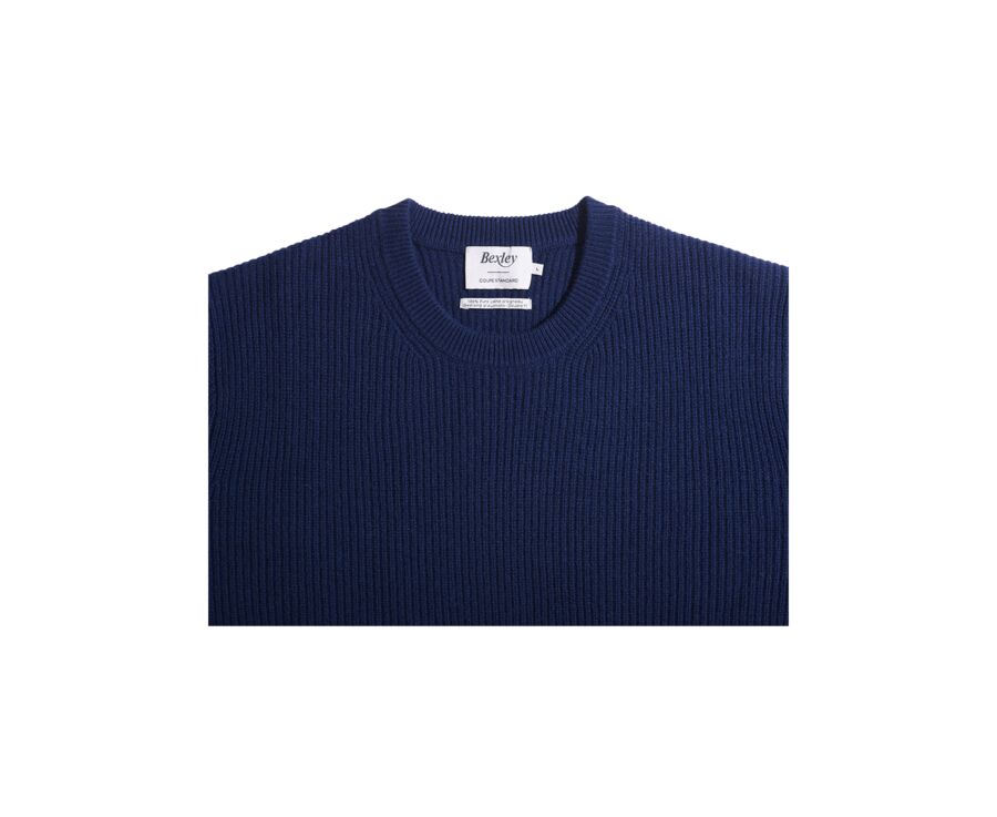 Men's wool round-neck jumper Navy - COLTAN