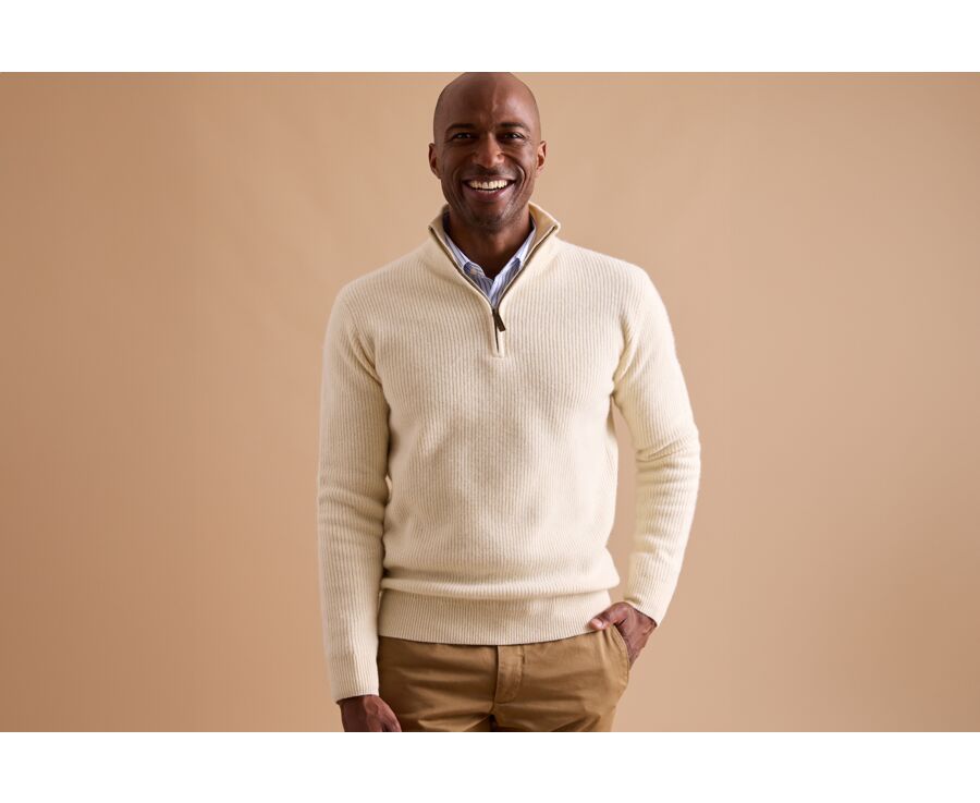 Ecru half-zip wool jumper - KENTHAN