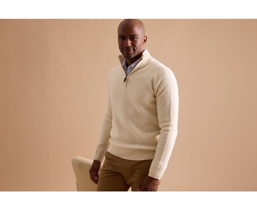 Ecru half-zip wool jumper - KENTHAN
