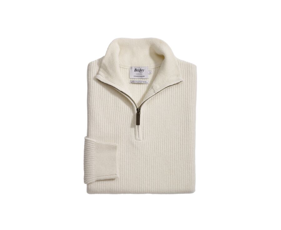 Ecru half-zip wool jumper - KENTHAN