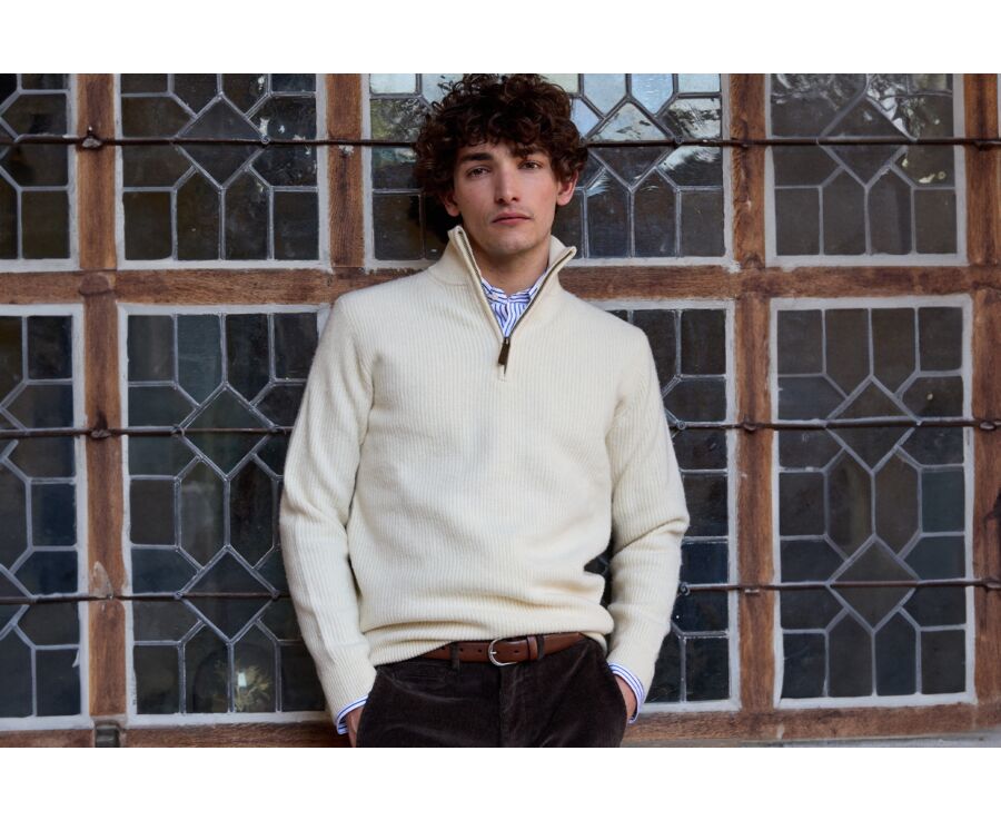 Ecru half-zip wool jumper - KENTHAN