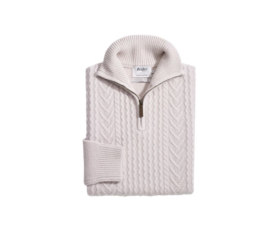 Light Beige half-zip wool jumper - KENLEY