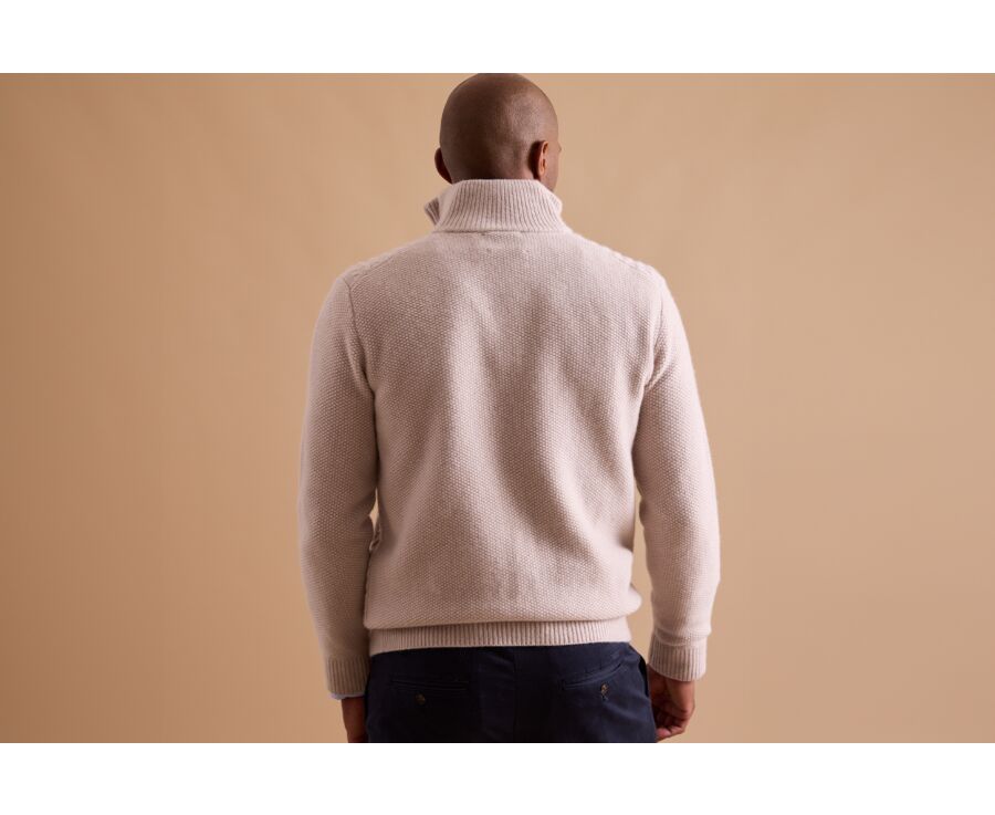 Light Beige half-zip wool jumper - KENLEY