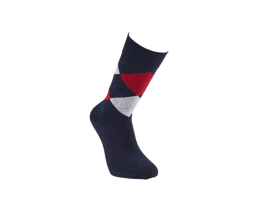 Thick cotton socks with diamond pattern Navy and Red