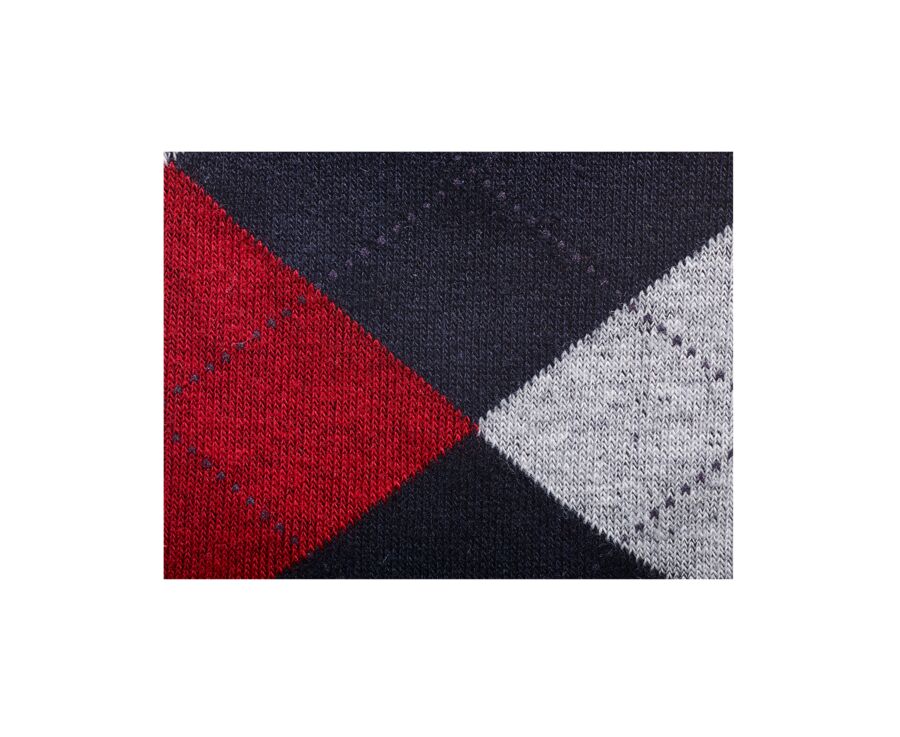 Thick cotton socks with diamond pattern Navy and Red