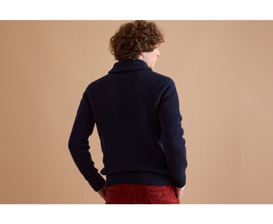 Men's wool Shawl collar jumper Navy - KELLAN