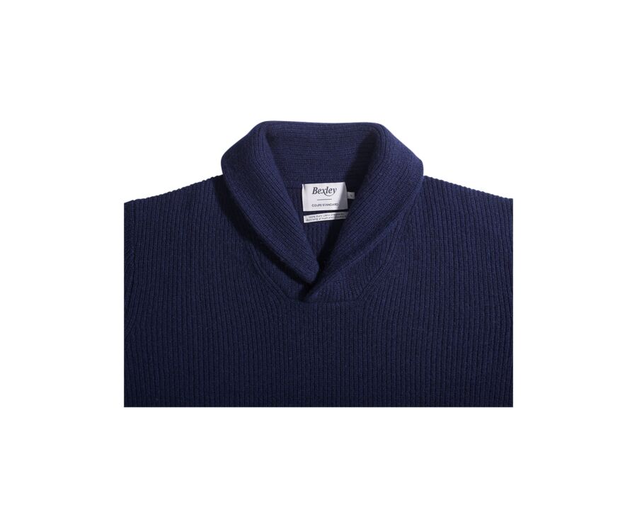 Men's wool Shawl collar jumper Navy - KELLAN