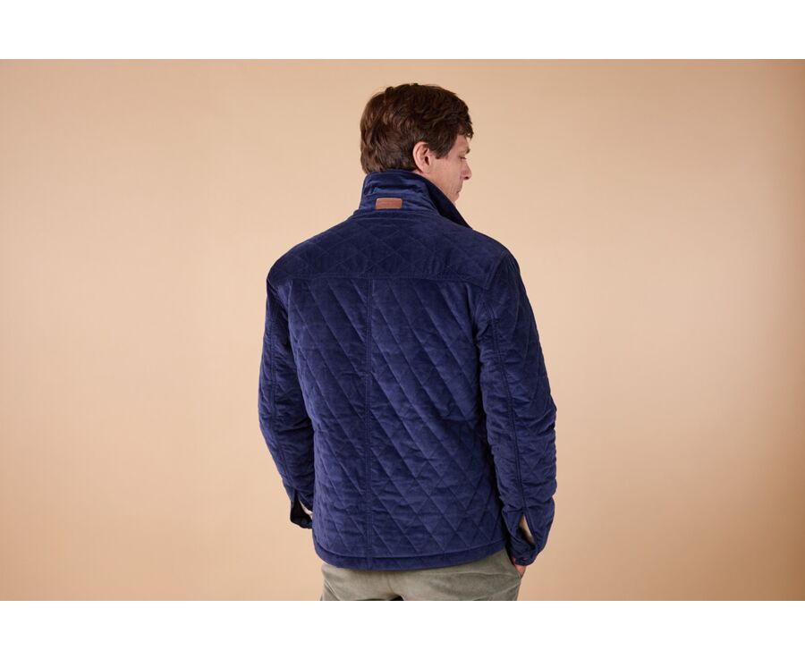 Men's Navy Velvet Quilted Jacket - FILIBERT