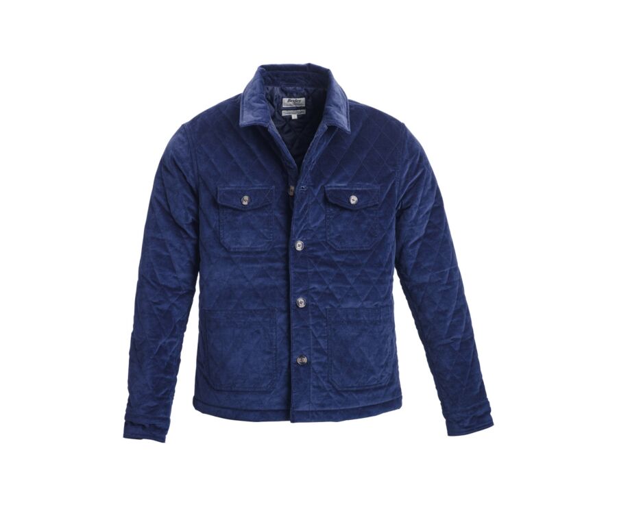 Men's Navy Velvet Quilted Jacket - FILIBERT
