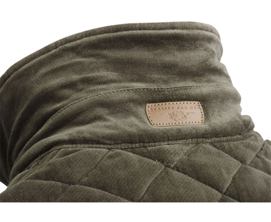 Men's Dark Olive Velour Quilted Jacket - FILIBERT