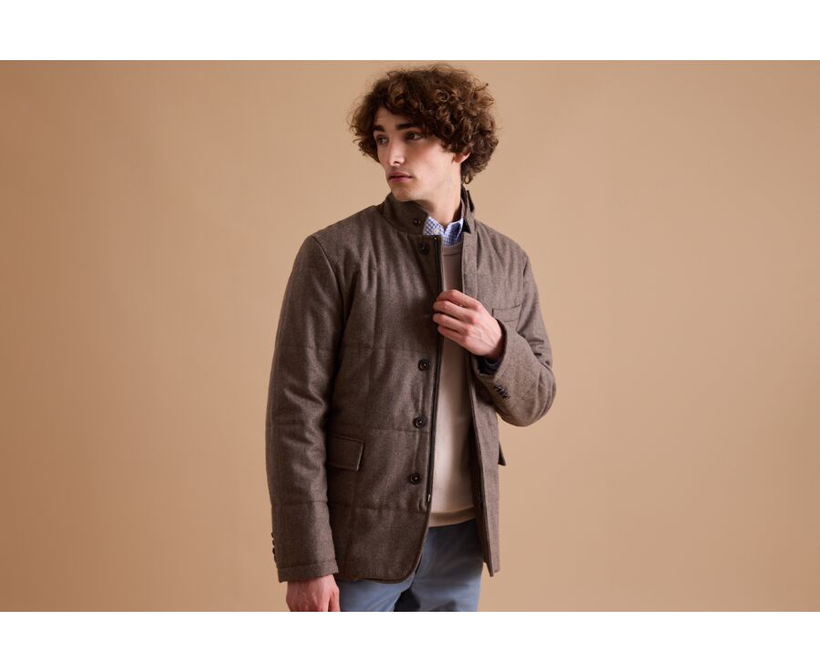 Dark Taupe melange Quilted Jacket - THÉOPHILE