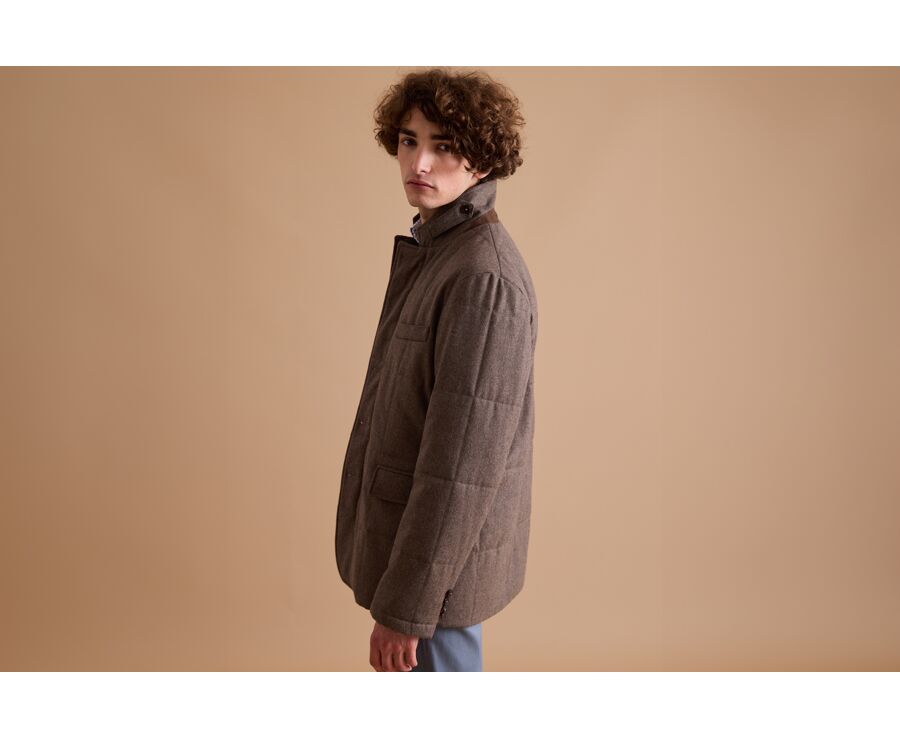 Dark Taupe melange Quilted Jacket - THÉOPHILE