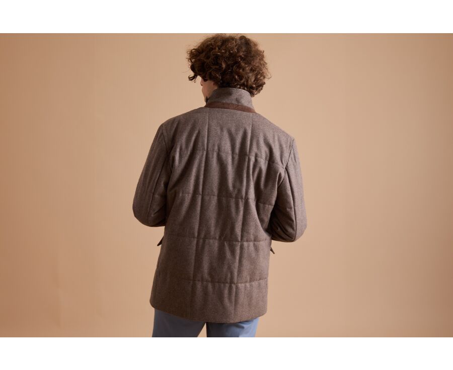 Dark Taupe melange Quilted Jacket - THÉOPHILE