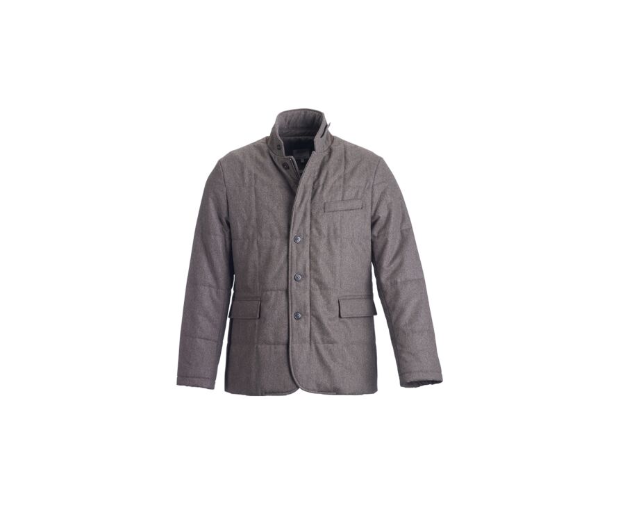 Dark Taupe melange Quilted Jacket - THÉOPHILE