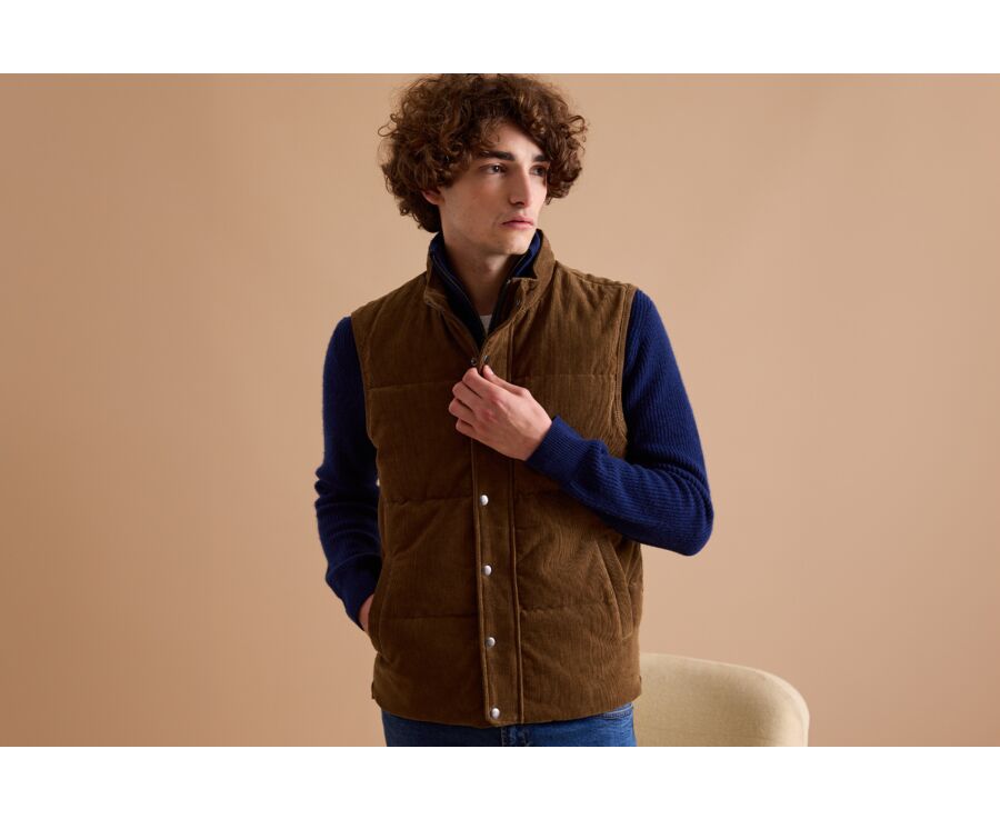 Khaki Corduroy Down Gilet - HILMAR