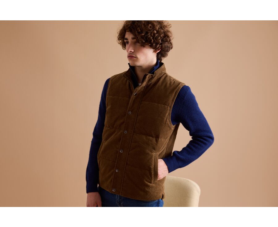 Khaki Corduroy Down Gilet - HILMAR