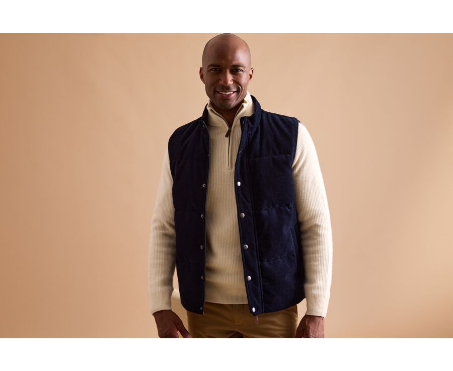 Navy Velvet Down Gilet - HILMAR