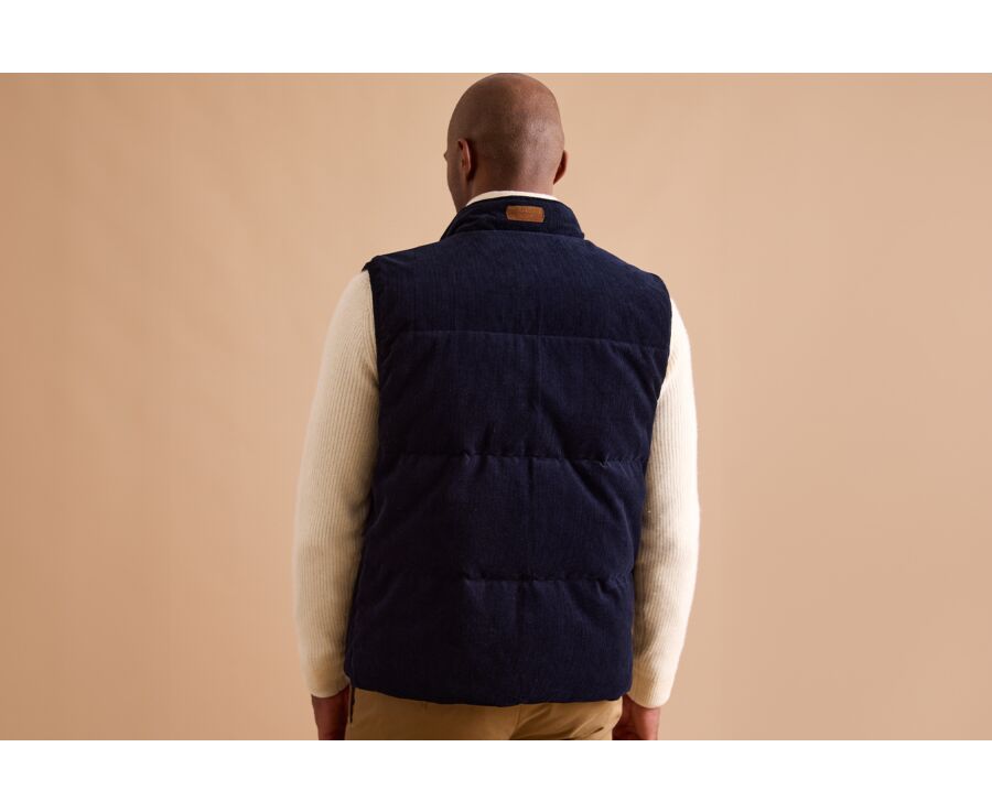 Navy Velvet Down Gilet - HILMAR