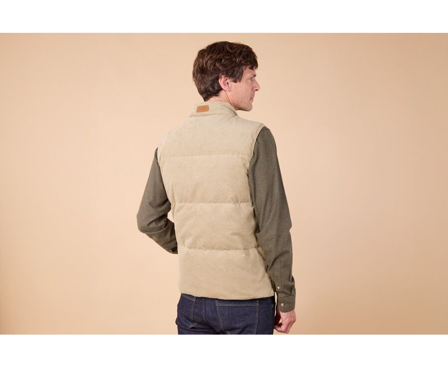 Light Olive Corduroy Down Gilet - HILMAR