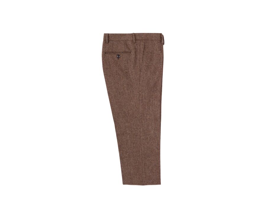 Brown Herringbone Men's Dress Trousers - LAURIAN