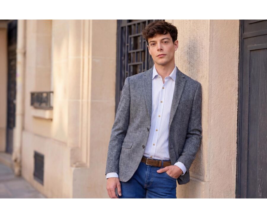 Men's Grey Blue Suit Blazer - LAURIAN