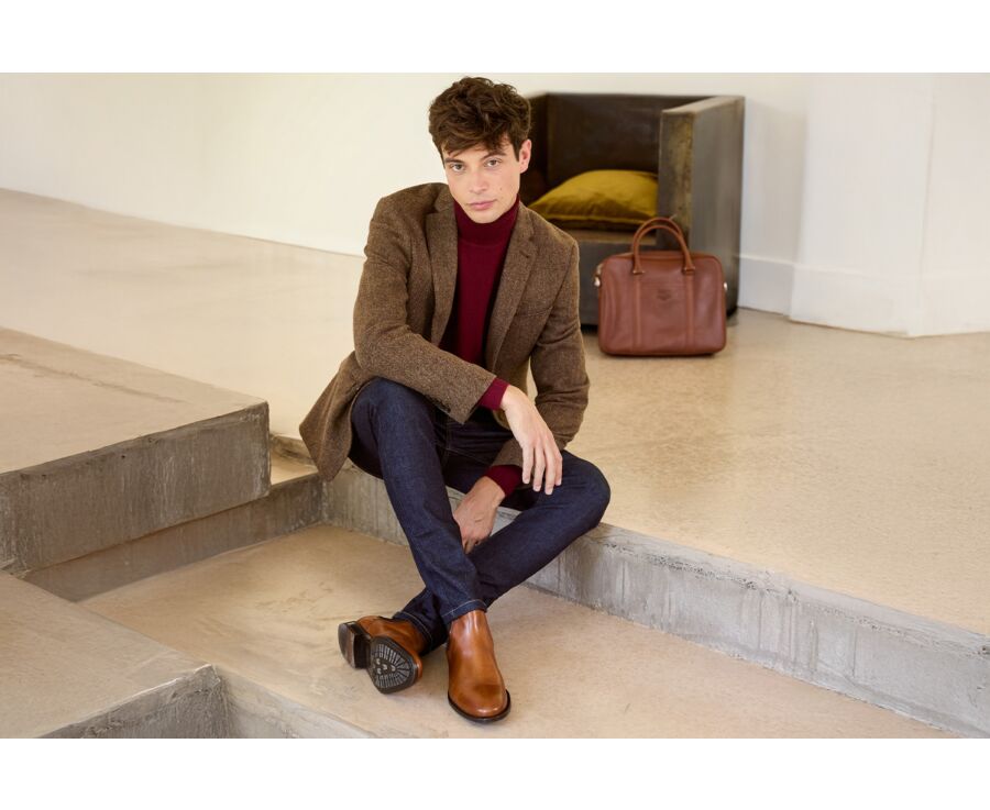 Men's Brown Herringbone Suit Blazer - LAURIAN