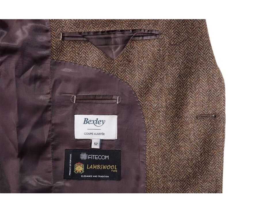 Men's Brown Herringbone Suit Blazer - LAURIAN